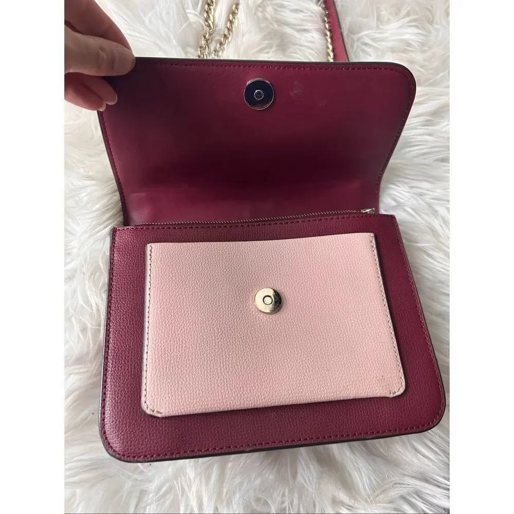 Kate Spade Remi Colorblock Chain Crossbody tri color teal, red, and pink